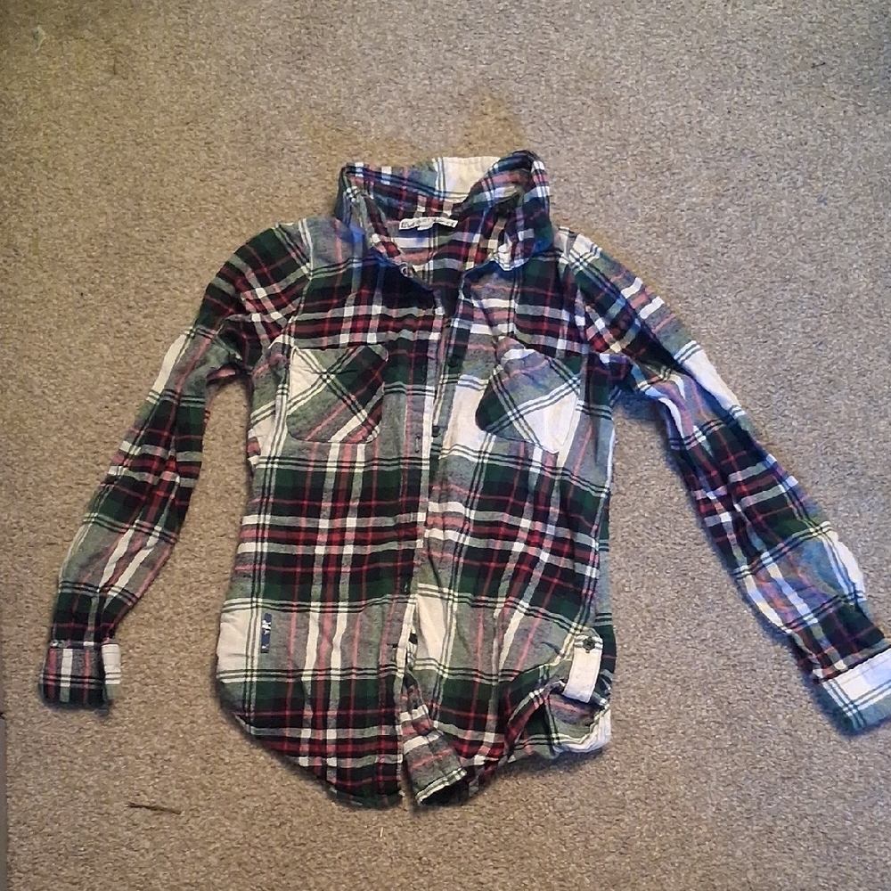Plaid Kids Button-Down Shirt - Green, Red, White